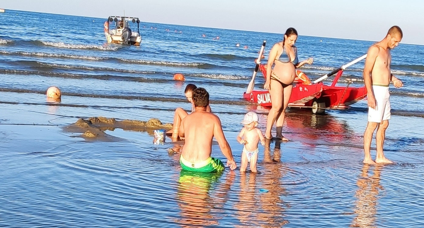 Families at the seaside in Rimini